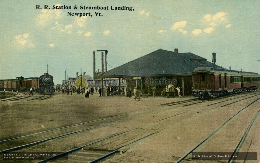 Postcard: Railroad Station & Steamboat Landing, Newport, Vermont